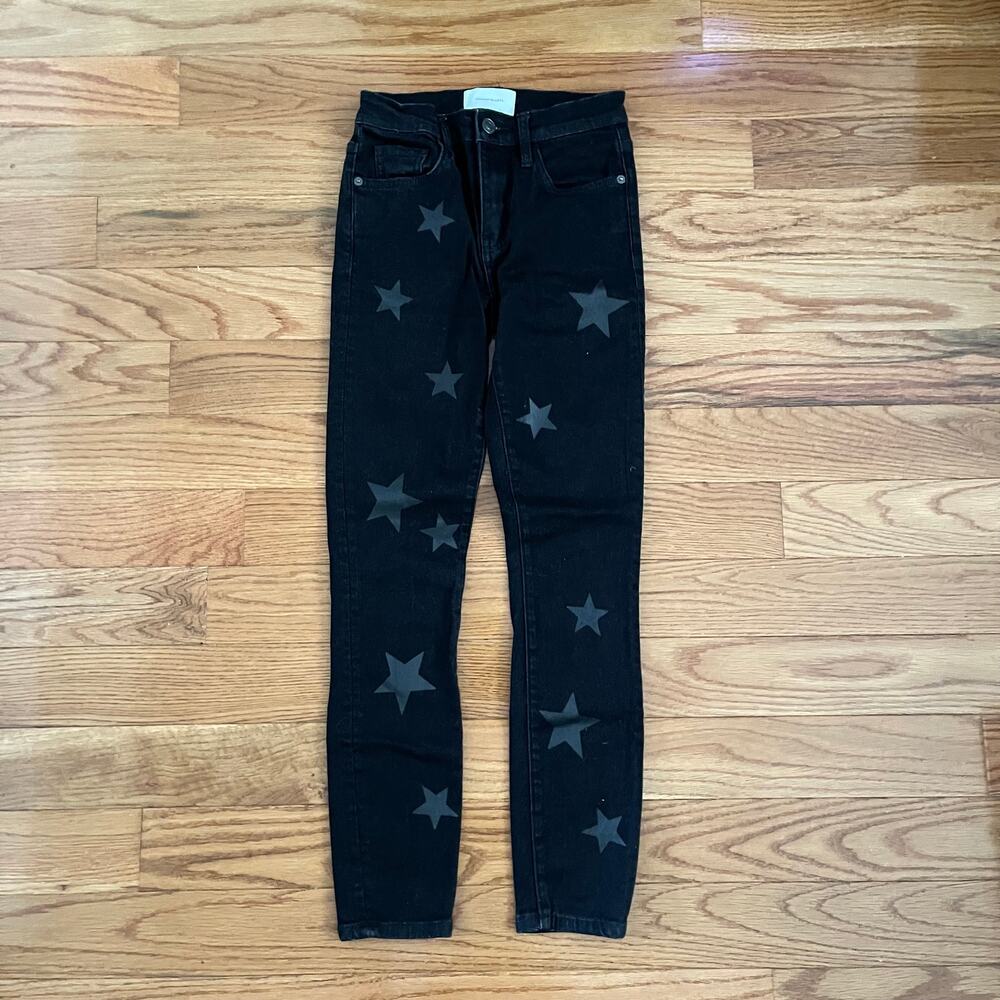 Current/Elliott Stiletto Star Jeans Womens 24 High Waist Black Vineland Crop